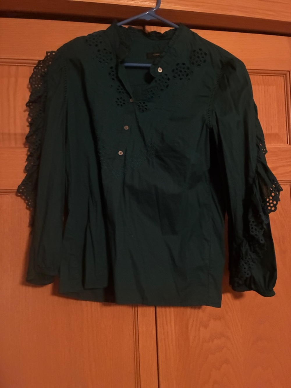 J. CREW Green Eyelet Blouse sz S